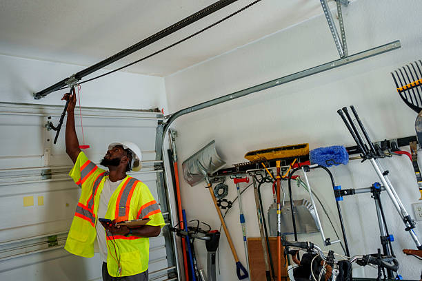Professional Garage Door Panel Replacement technician working in Laton, CA